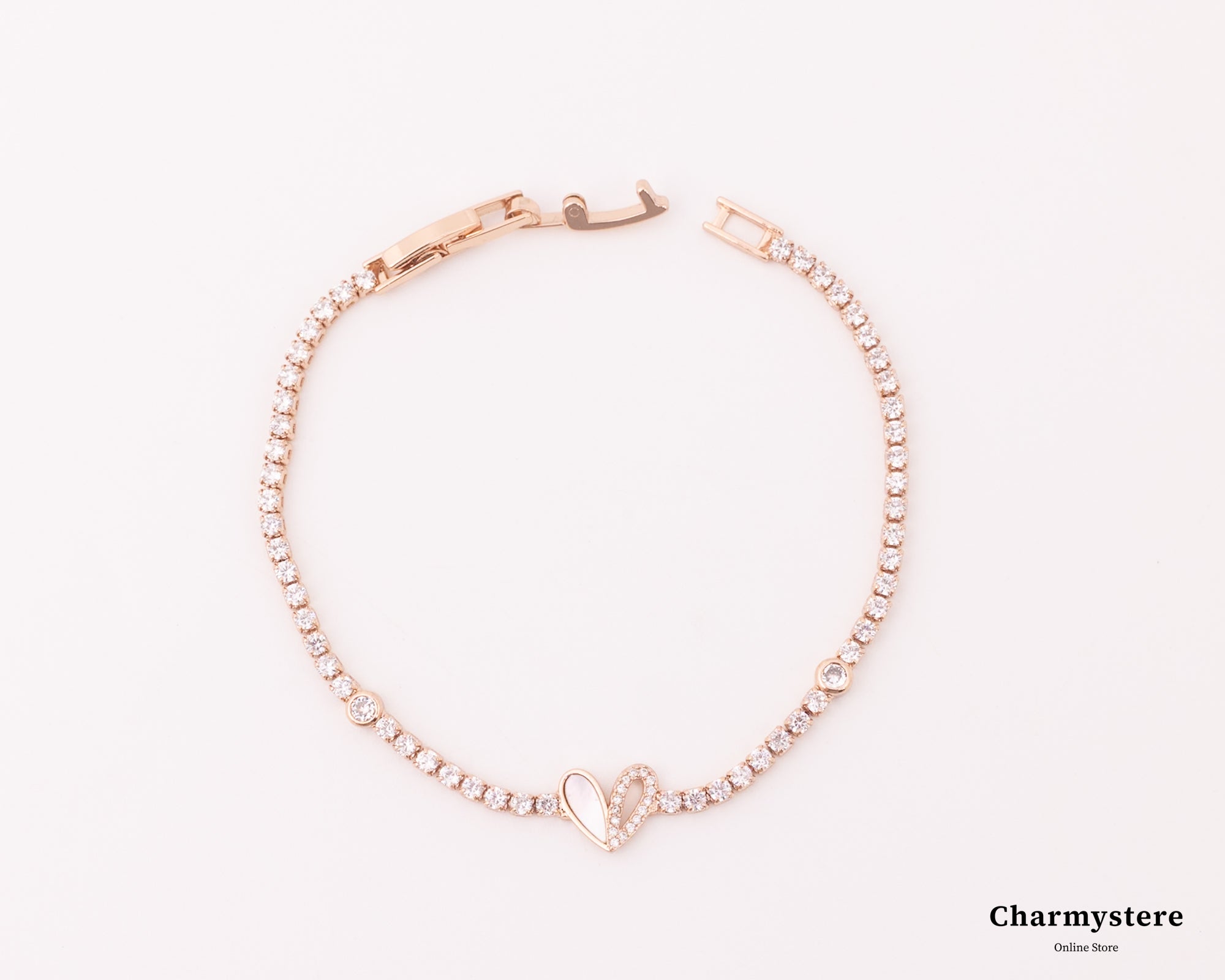 ハーフハーフハートテニスブレスレット