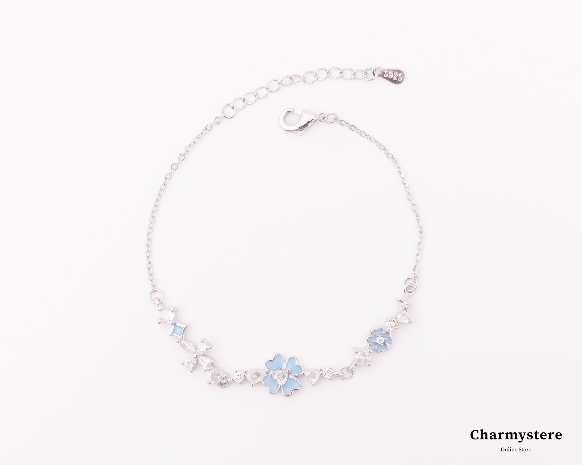 ブルーフラワーラインブレスレット