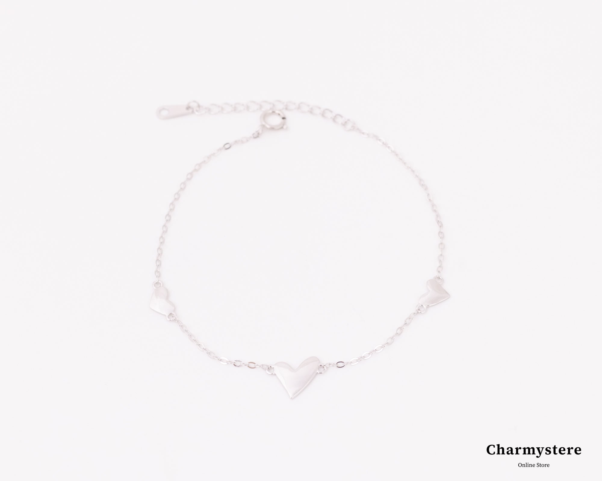 メタリックハートシンチェーンブレスレット