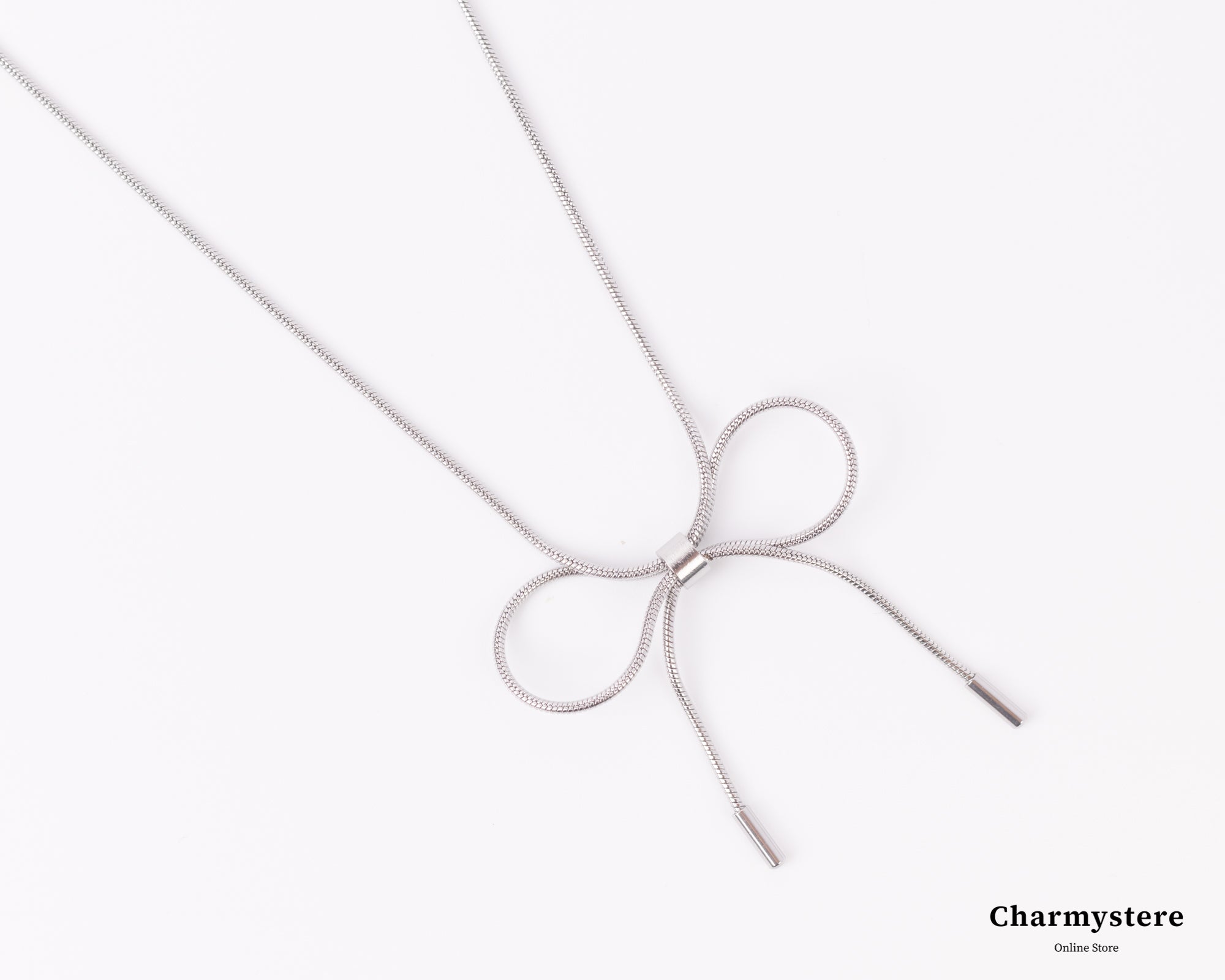 リボンシンスネークチェーンネックレス