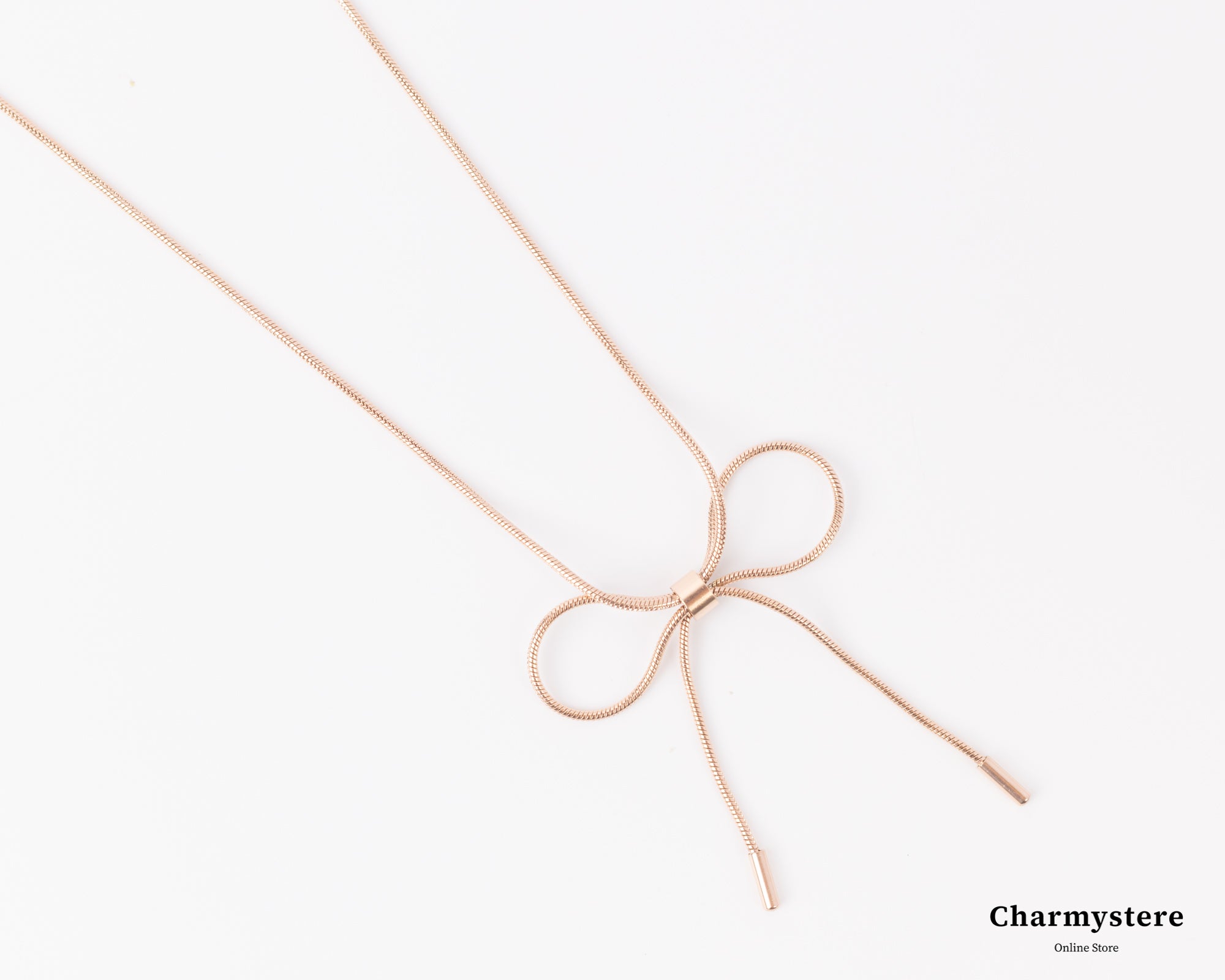 リボンシンスネークチェーンネックレス