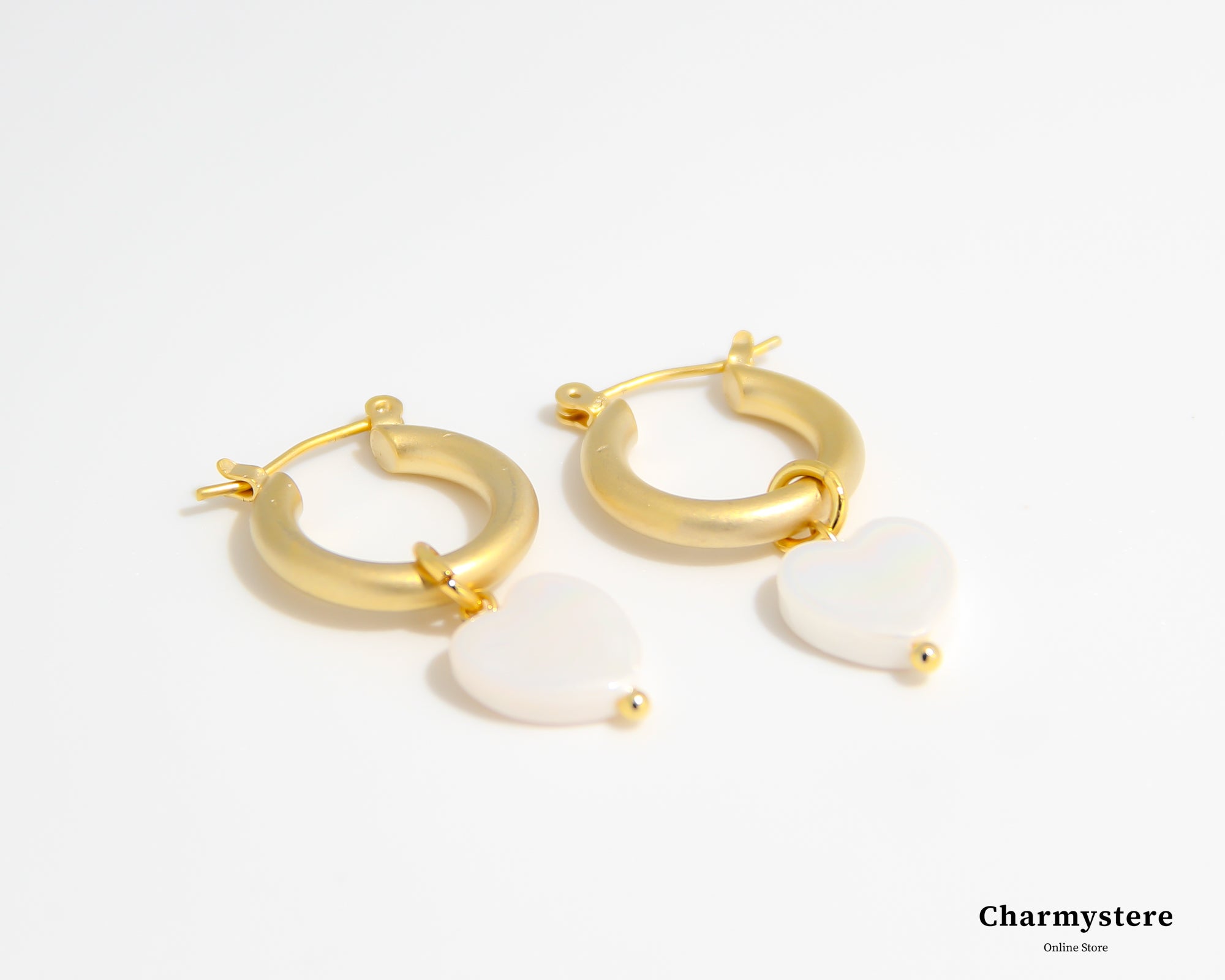 ハートシェルリングピアス
