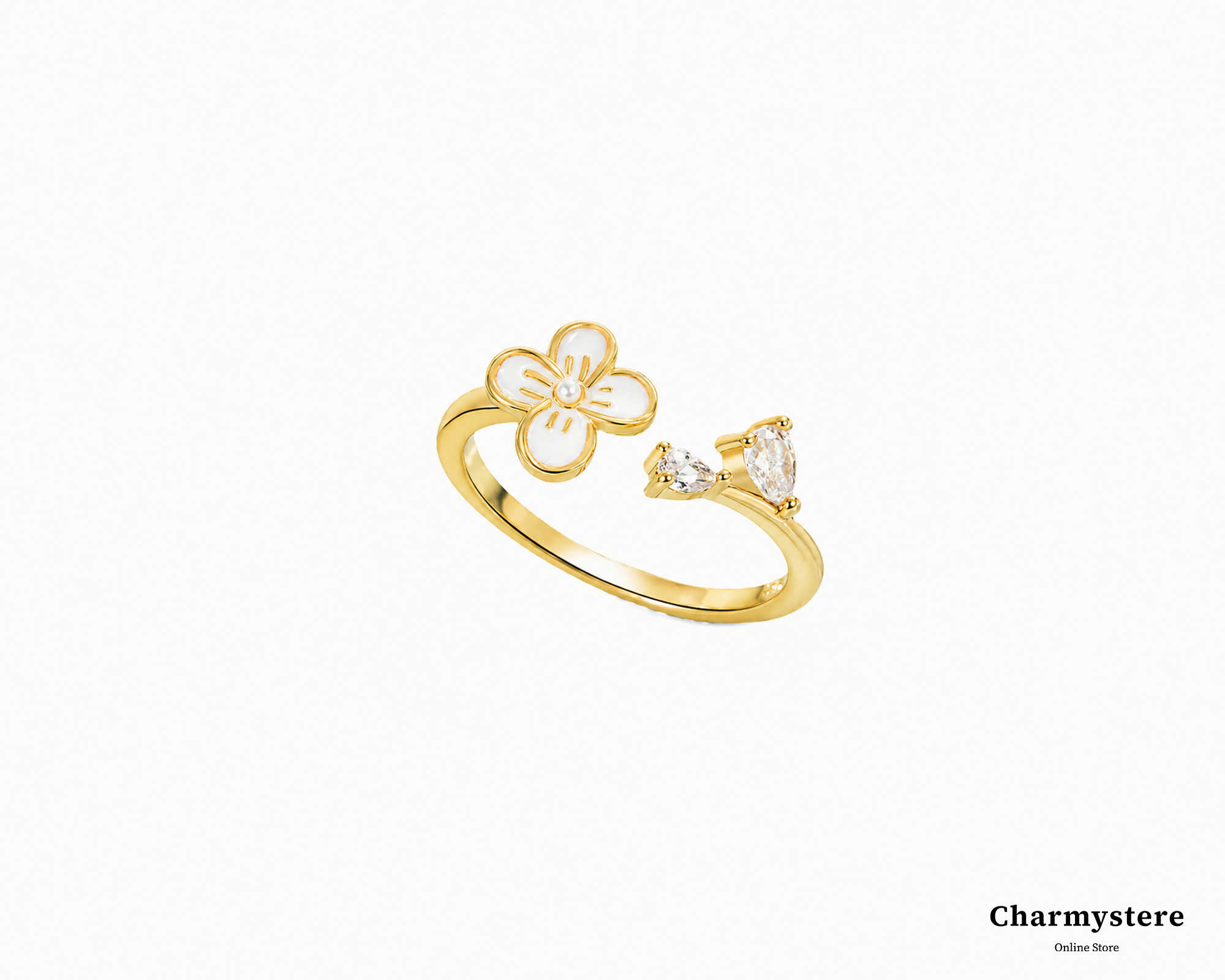 ホワイトブルームオープンリング|Charmystere|シャルムステリア ホワイトブルームオープンリング|Charmystere|シャルムステリア