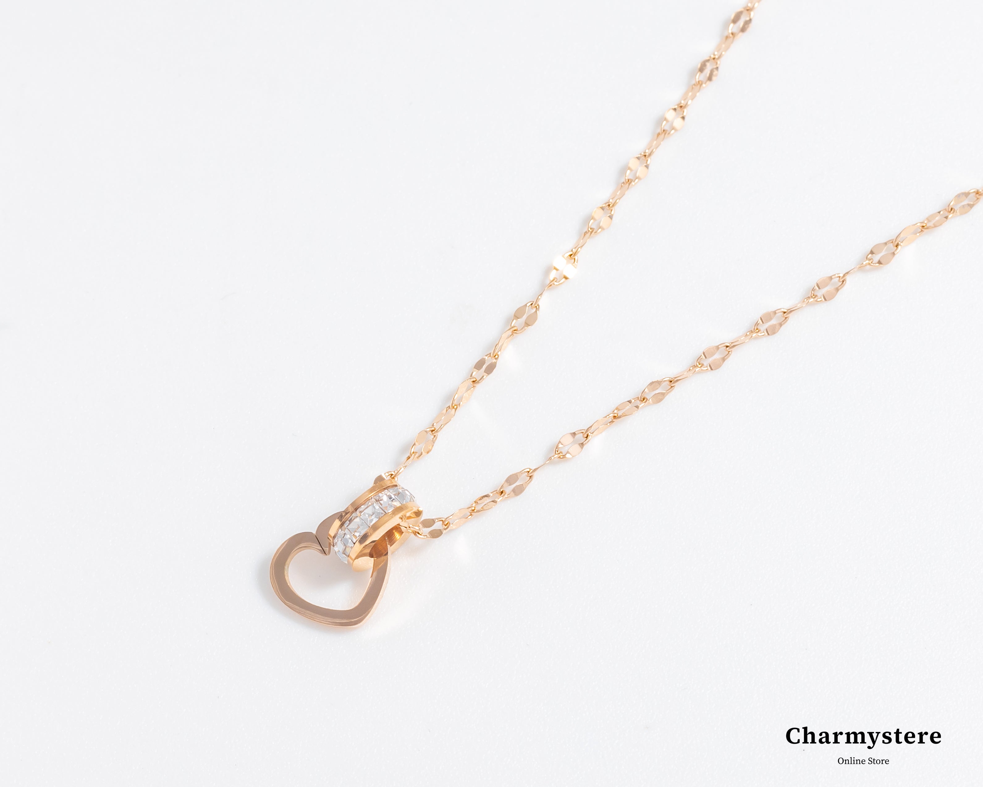 glitter chain heart necklace