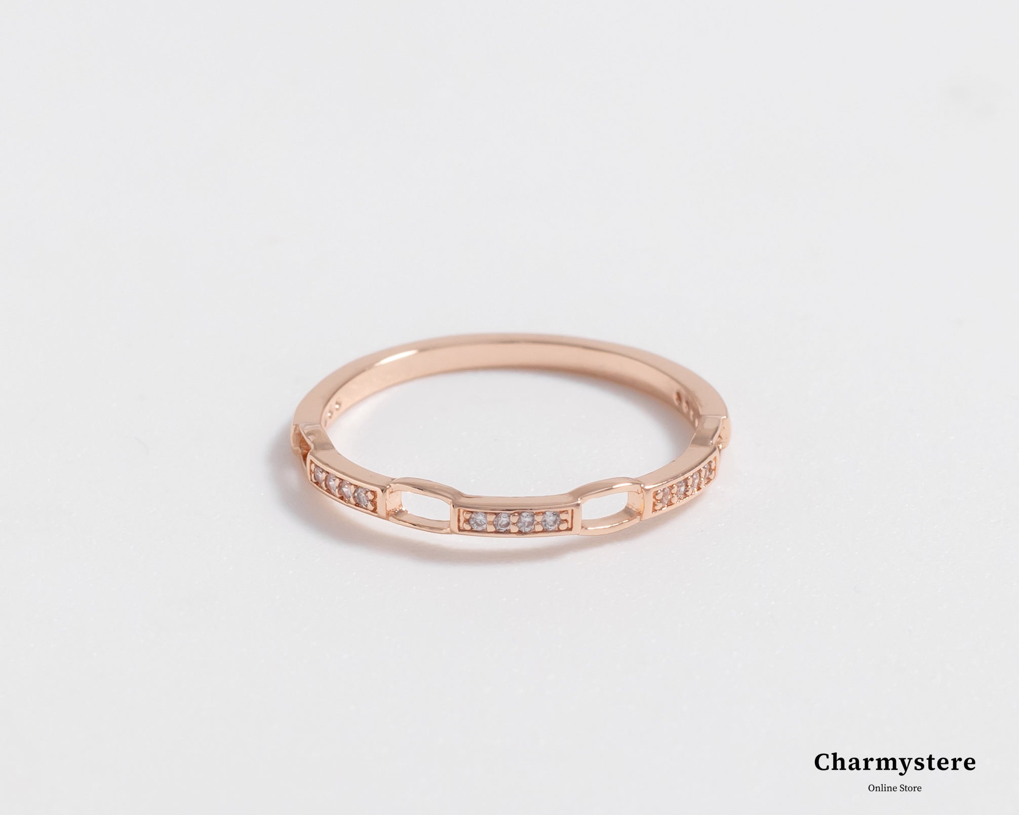 chain silhouette pink gold ring