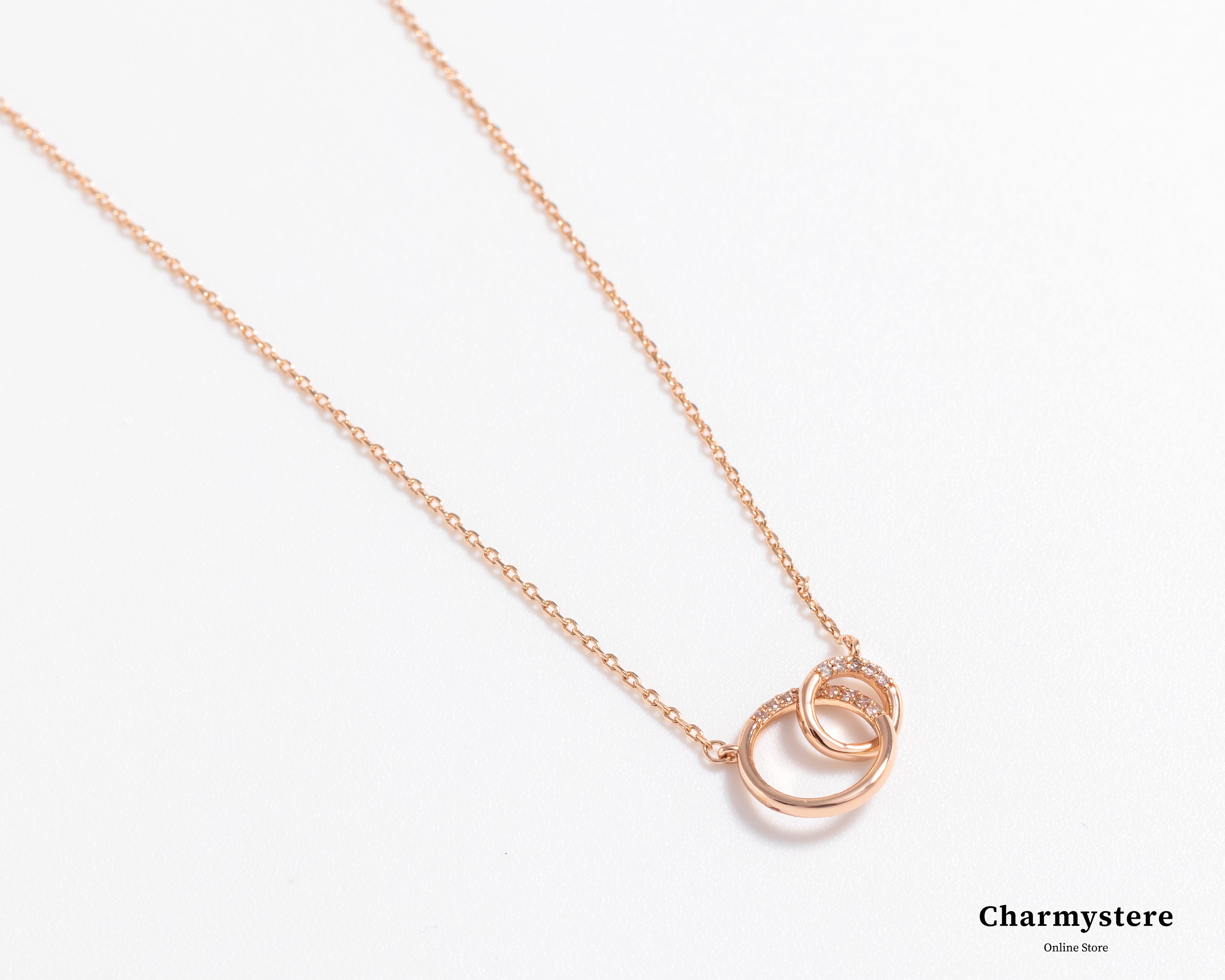 double ring line thin necklace