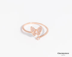 pink butterfly hold ring