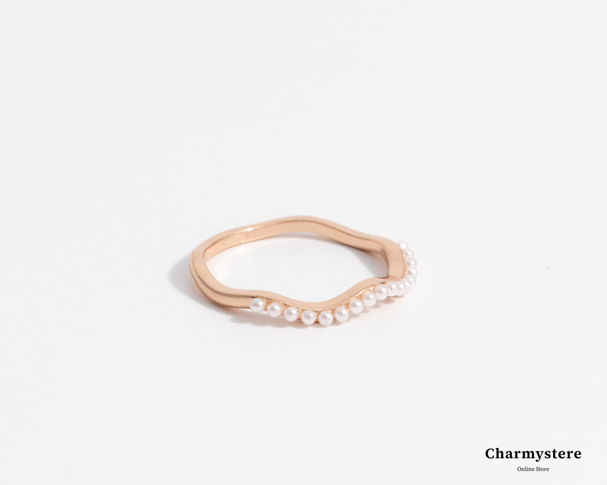 Pearl line wave thin ring