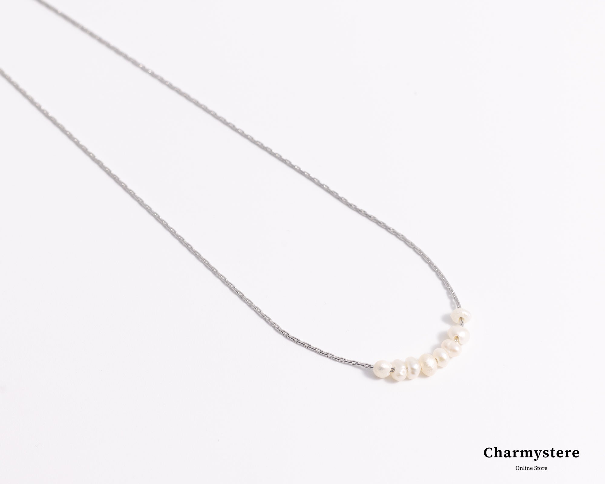 freshwater pearl line point necklace