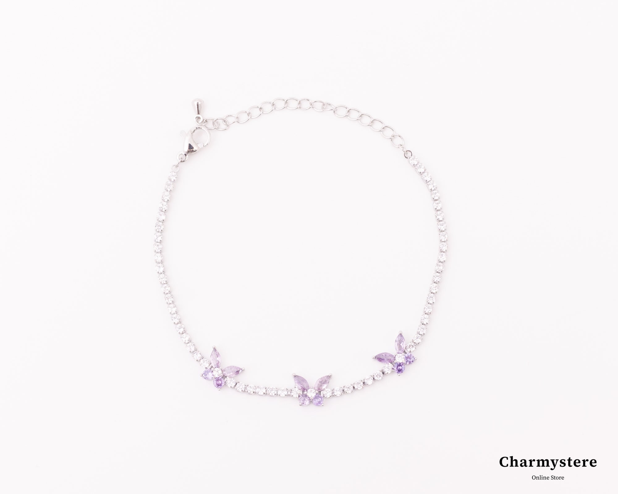 スリーバタフライテニスブレスレット