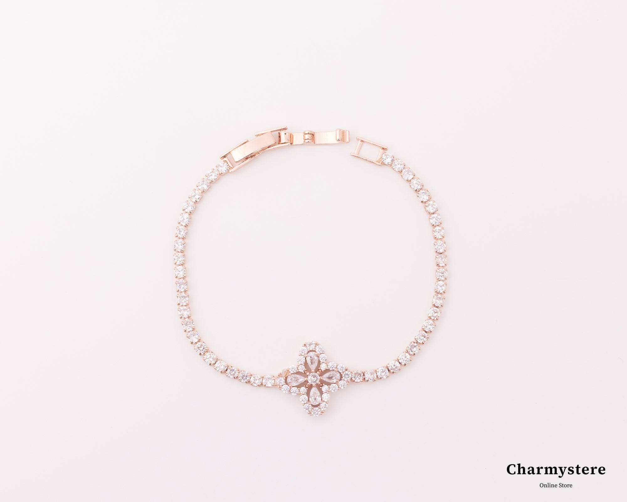 ビジューワンポイントフラワーテニスブレスレット