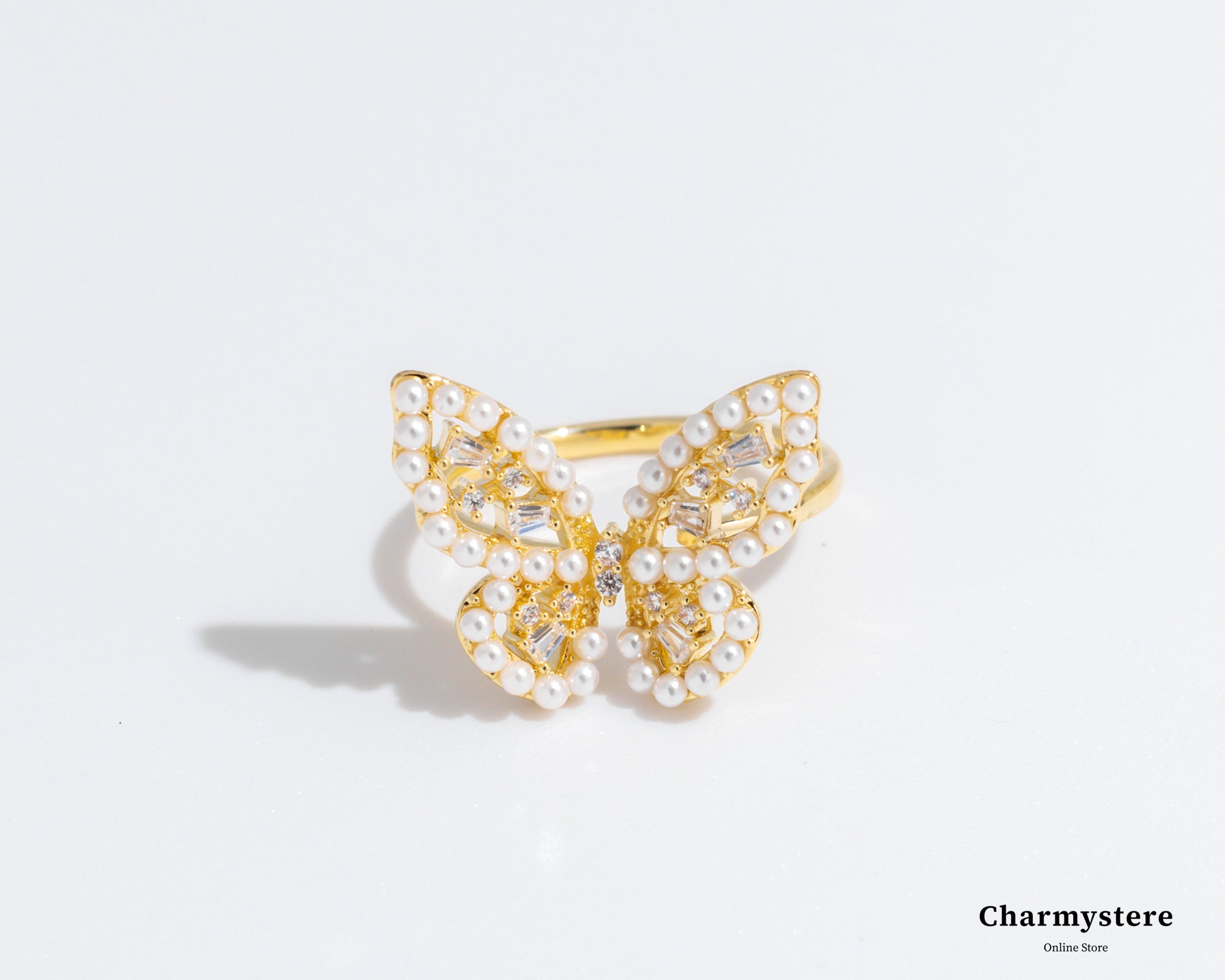 feminine butterfly point ring