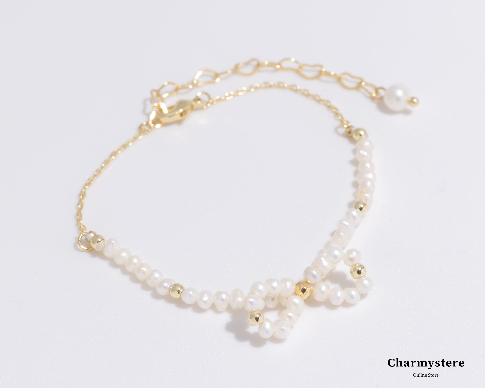 ribbon knot pearl bracelet