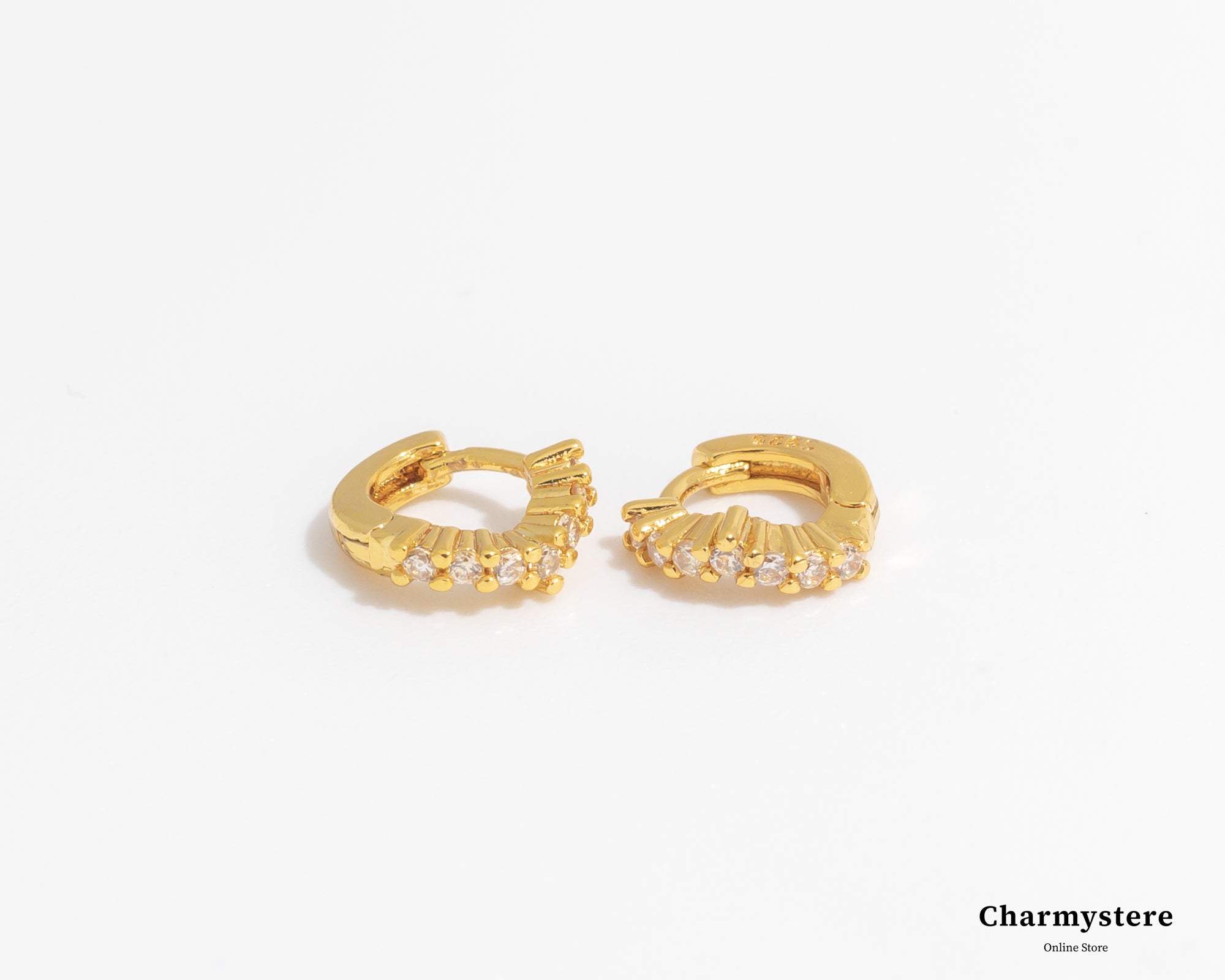 gold tiny ring earrings