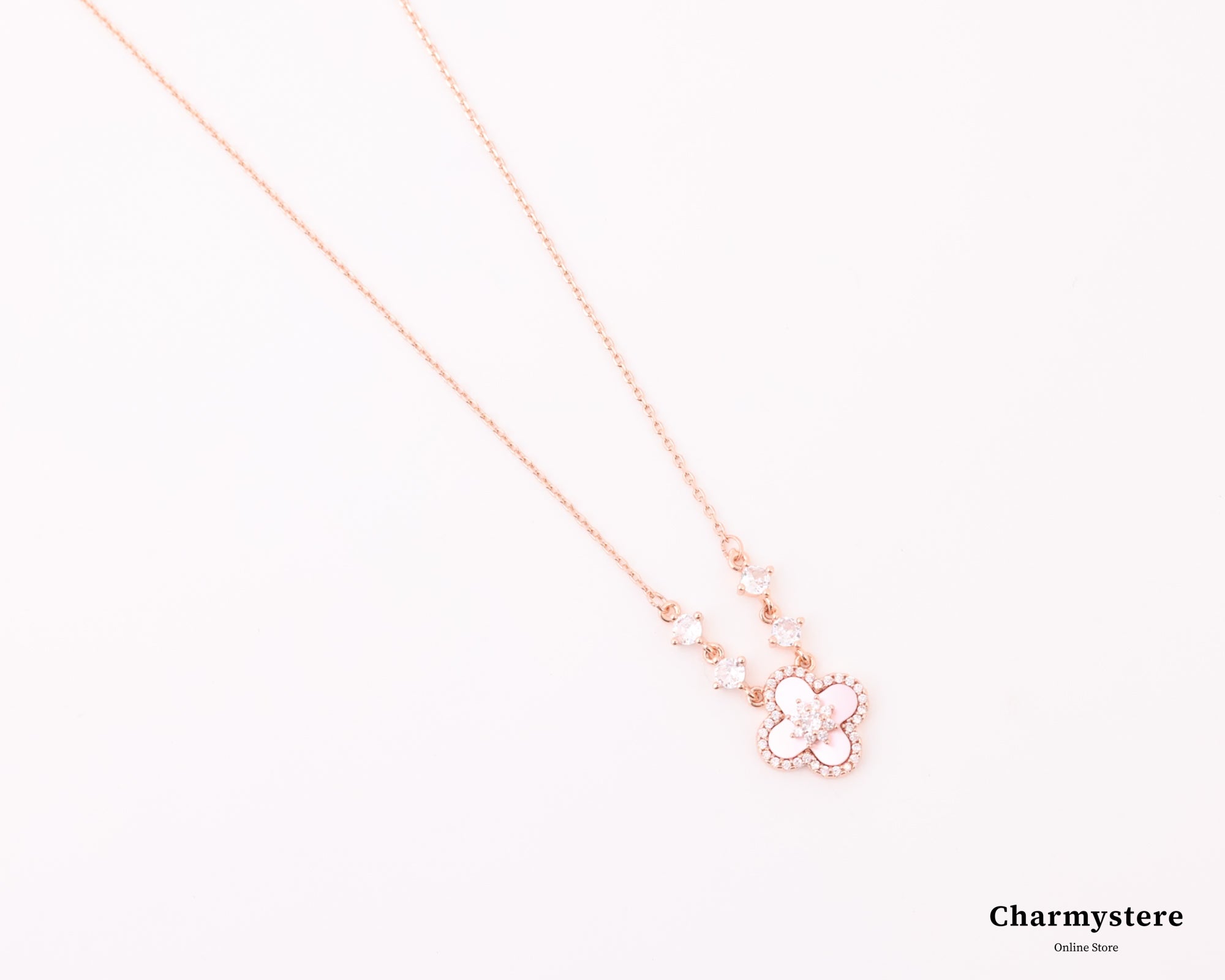 ピンクシェルフラワーネックレス