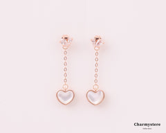 ハートチャームバックキャッチ3wayピアス