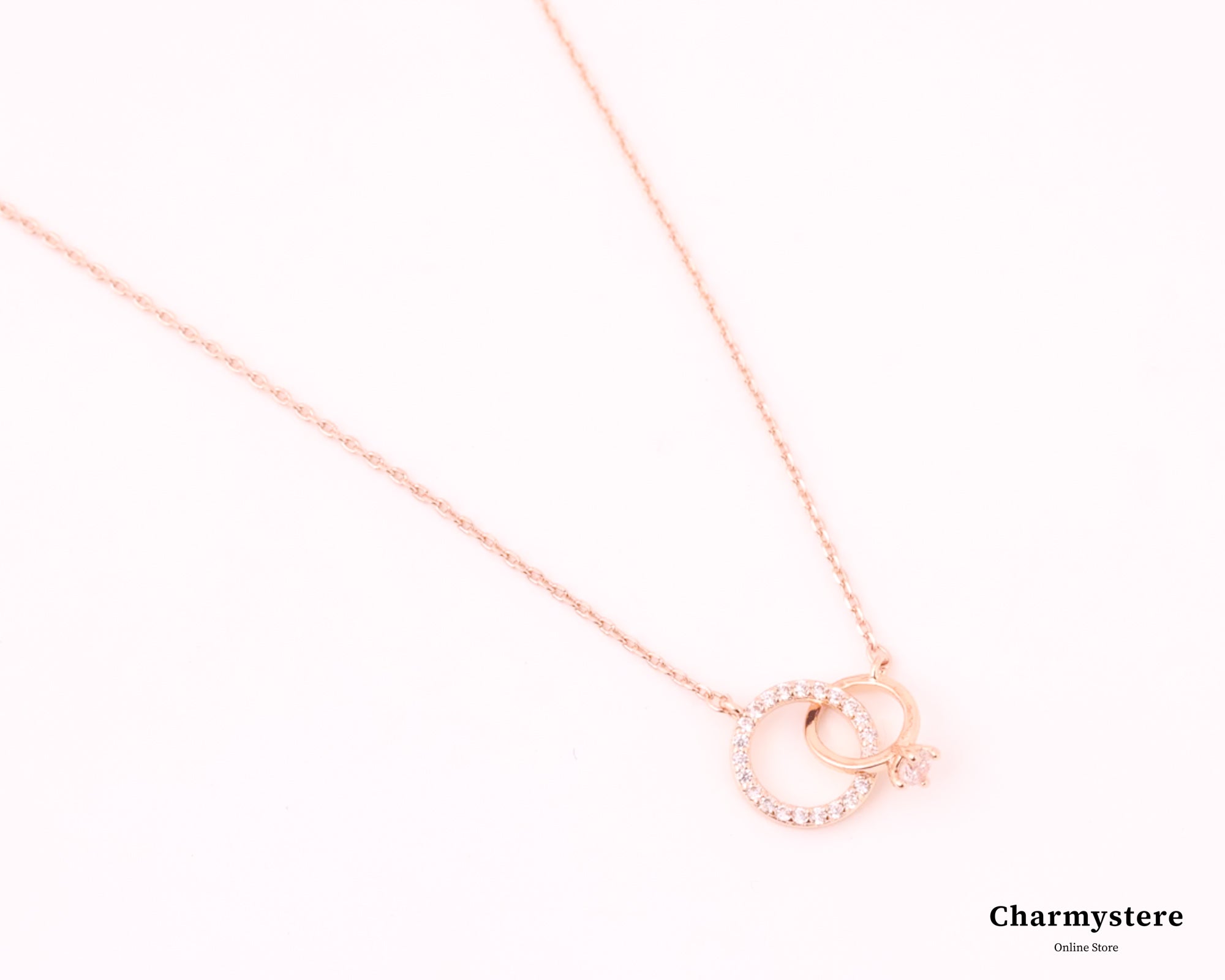 ダブルリングモチーフタイニーネックレス