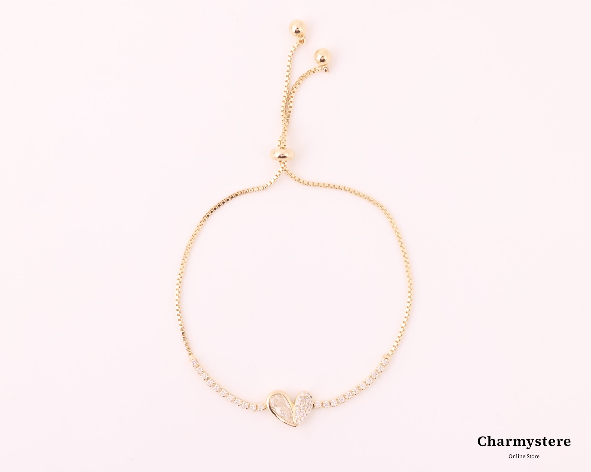 ハーフハーフハートジュエルブレスレット