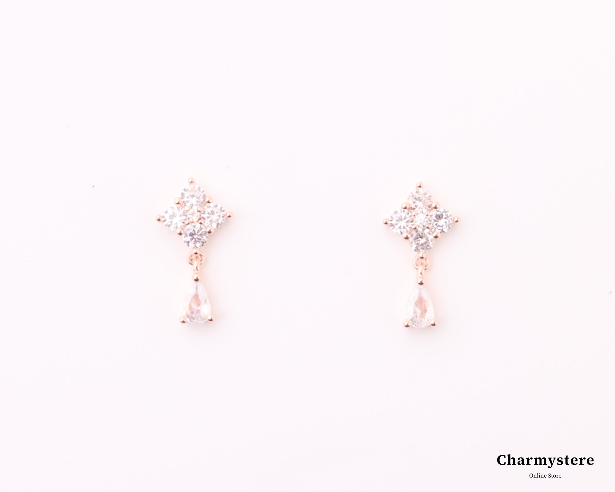 フラワーストーンドロップピアス