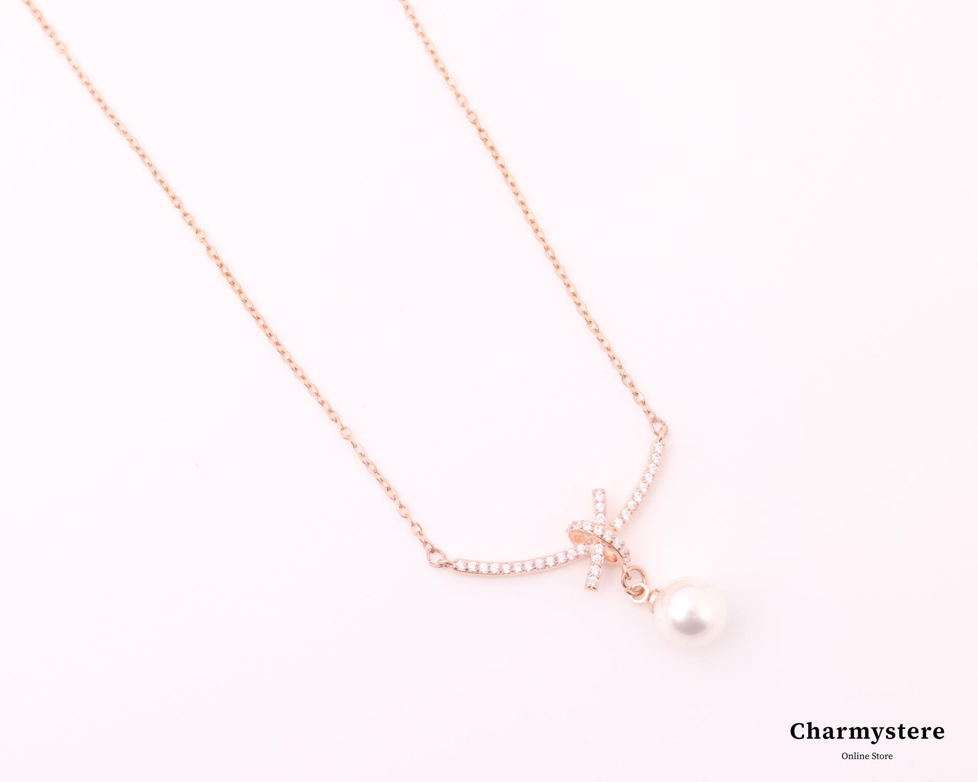 ノットラインパヴェパールネックレス