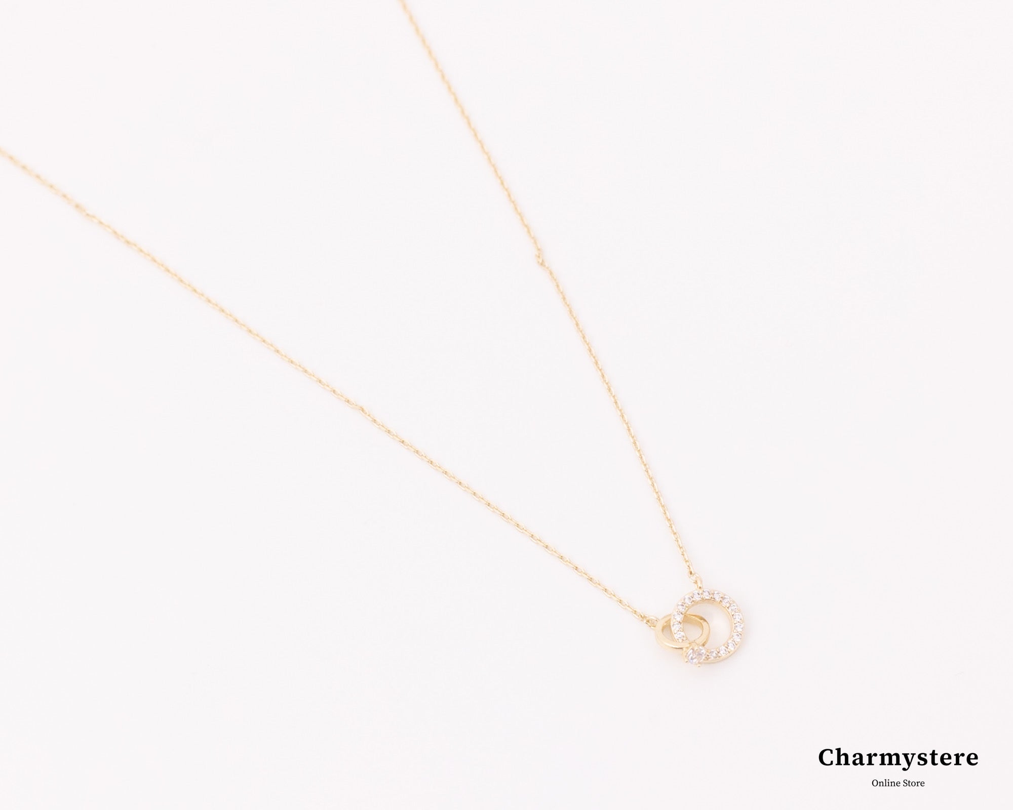 ダブルリングモチーフタイニーネックレス