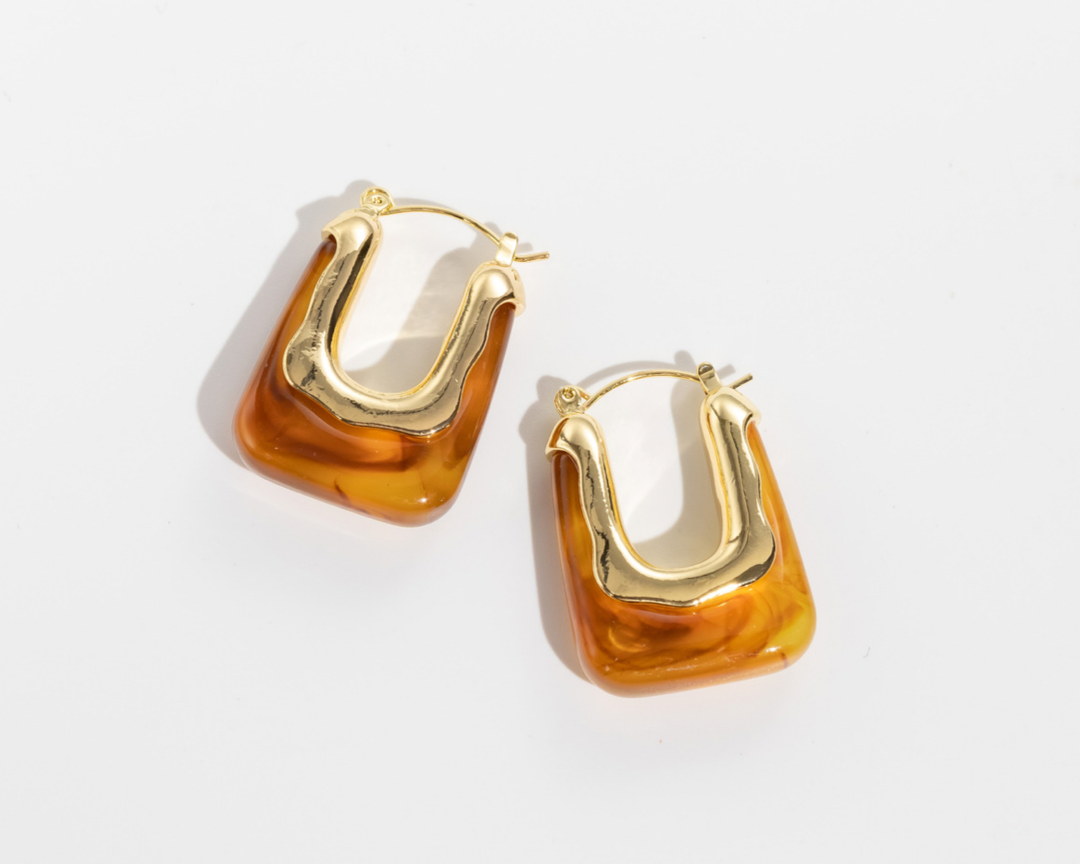 square marble earrings