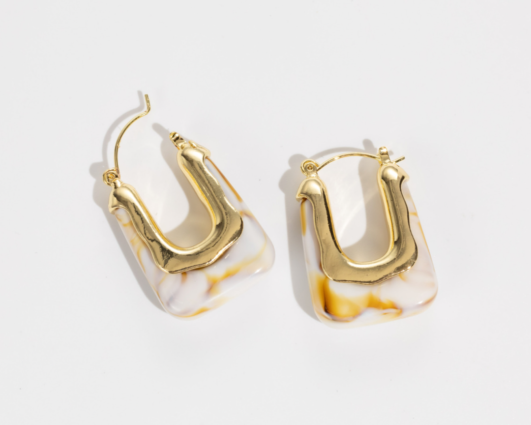 square marble earrings