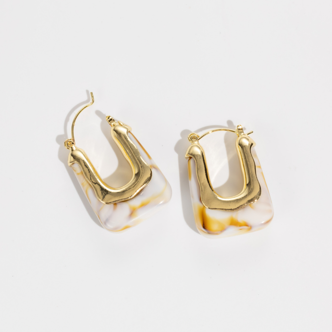 square marble earrings