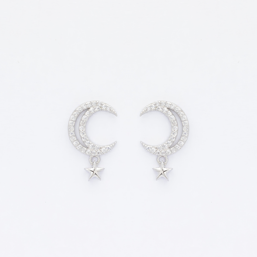 zircon moon earrings